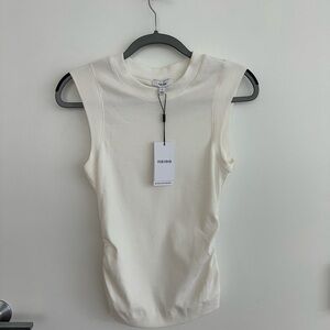 Reiss Trudy Ribbed Waist Vest White